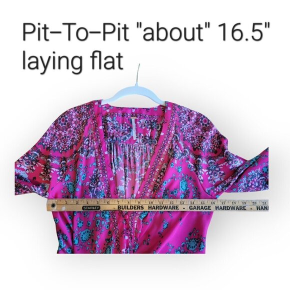 Free People Fuchsia Balloon Sleeve Blouse Size S - Picture 9 of 13